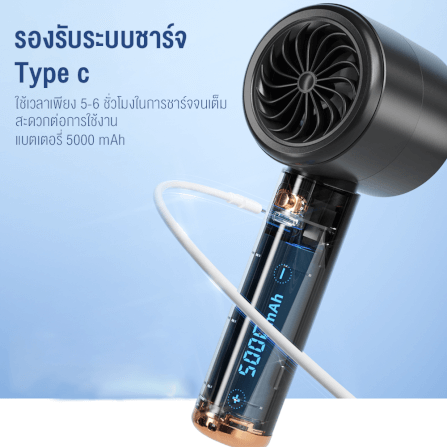 พัดลมพกพา พัดลมมือถือ Sonar FLYBIRD 3in1 รุ่น N68 แบตเตอรี่ 5000mAh ชาร์จไฟได้ จอแสดงผล LED สีขาว_5